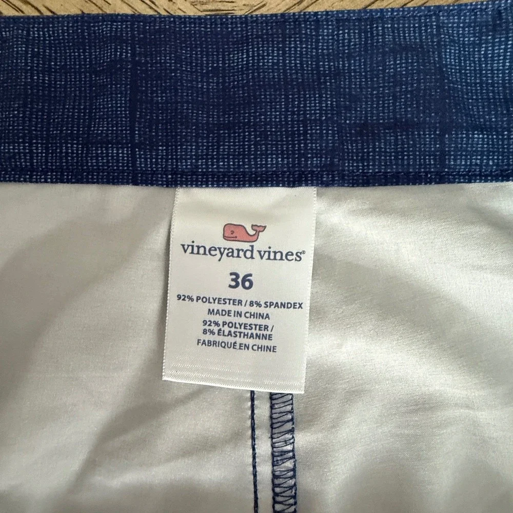 Vineyard Vines Mens Blue Marlin Shark Stripe Board Shorts Swim Trunks Size 36